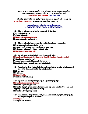 Bộ câu hỏi trắc nghiệm ôn tập chương 4 Địa lí lớp 10 - Trường THPT Phạm Văn Đồng